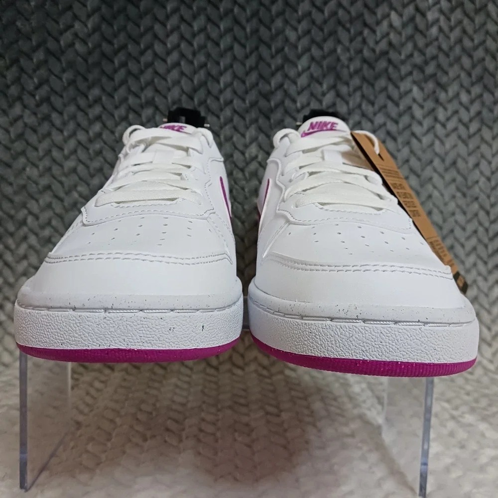Nike Court Borough Low Recraft White Fuchsia GS Sneakers Shoes Sz 7Y Women's 8.5